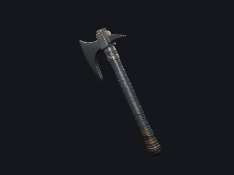 Forged steel with dark patina